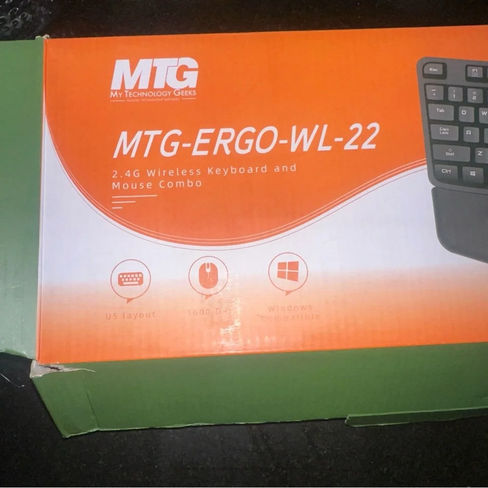 -ERGO-WL-22 Black Wireless Ergonomic Keyboard and Mouse Combo